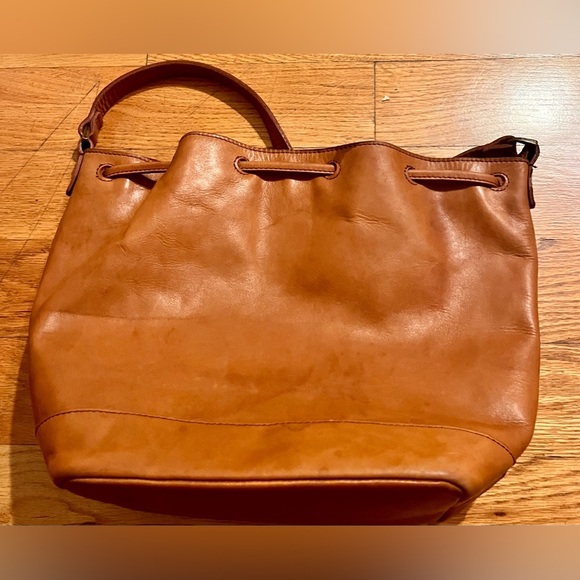 Madewell Tan Leather Bucket Bag Interior Pockets Large Maybe Lafayette Classic - Picture 11 of 17
